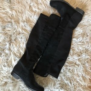 Black Suede Knee High Boots